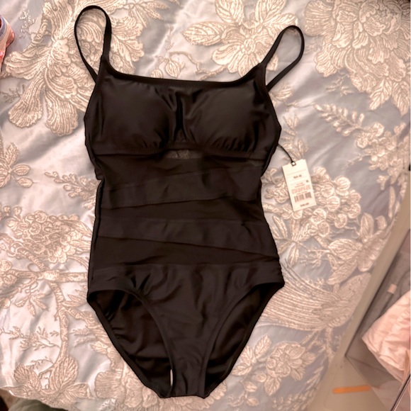 Black Mesh front one piece swimsuit - Picture 6 of 9